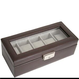 ROYCE New York - leather five slot watch box - brown